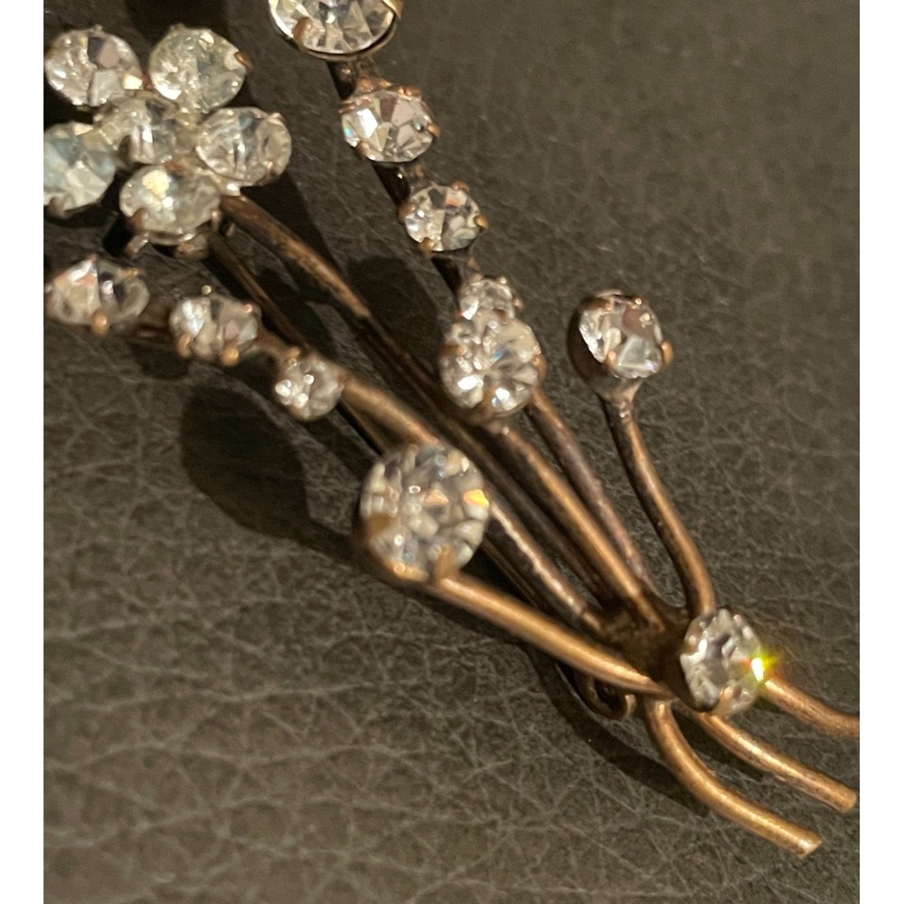 Vintage Austrian Crystal Brooch Flower - Picture 3 of 8